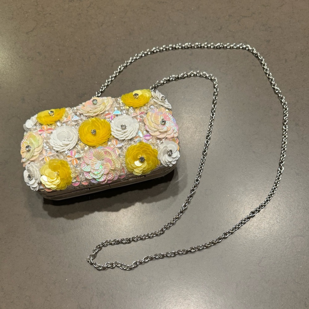Lulus Multi Beaded Flower Appliqué Clutch